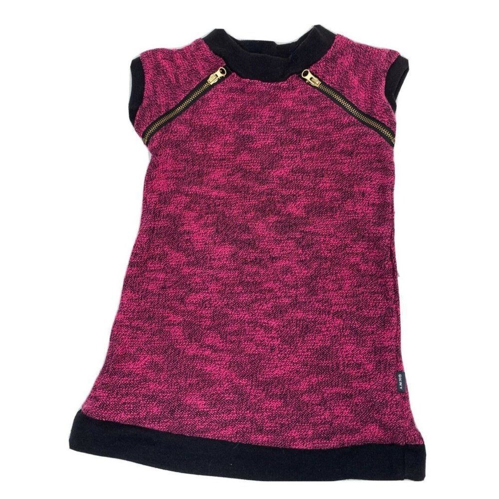 DKNY 2T Pink Sweater Dress With Zipper Pockets